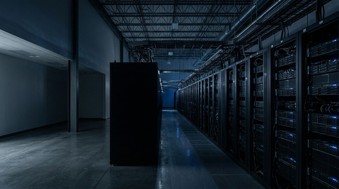 GPU server racks in a data hall